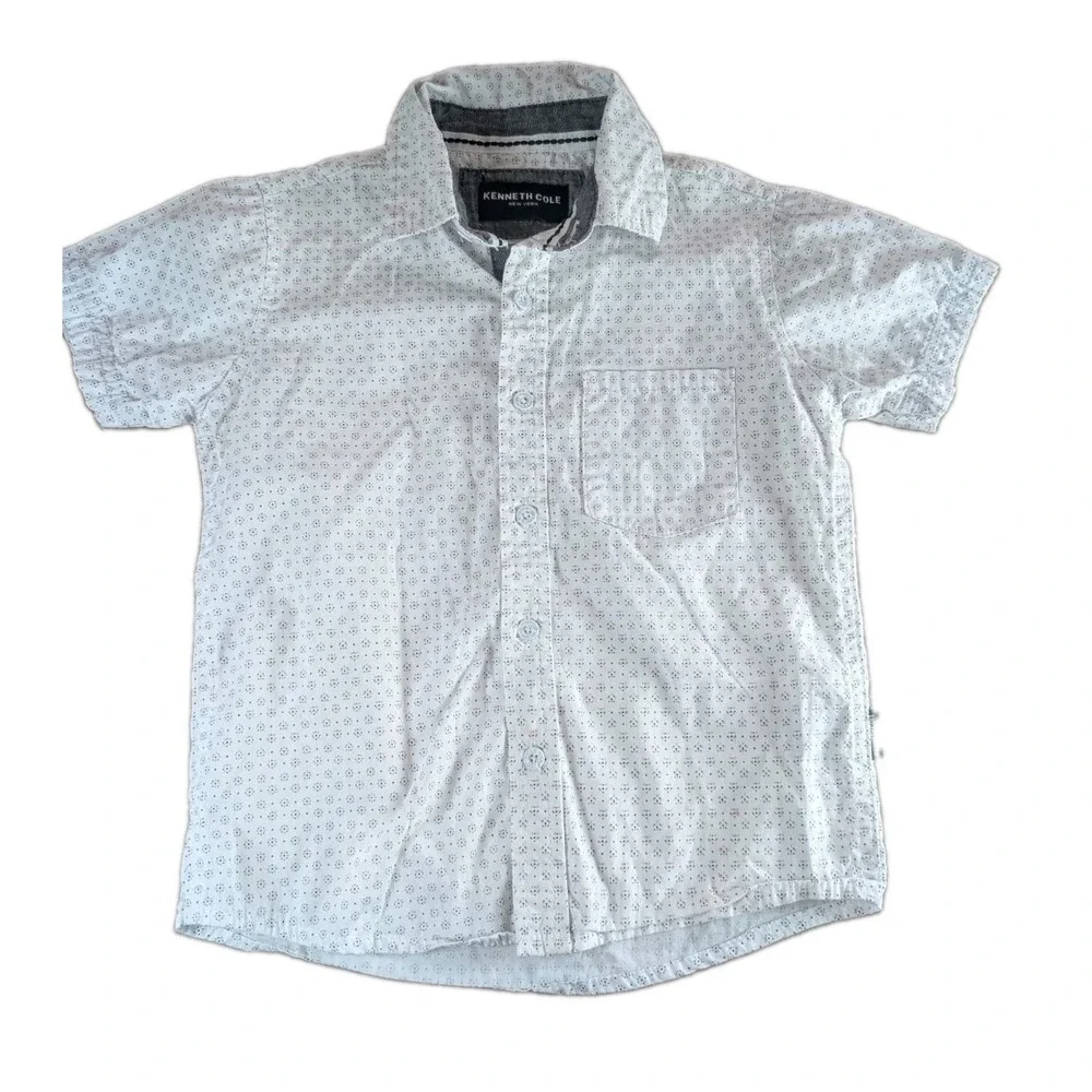 Kenneth Cole Boys Bundle Size 5 | Brown Logo Tee + White Button-Up Shirt
